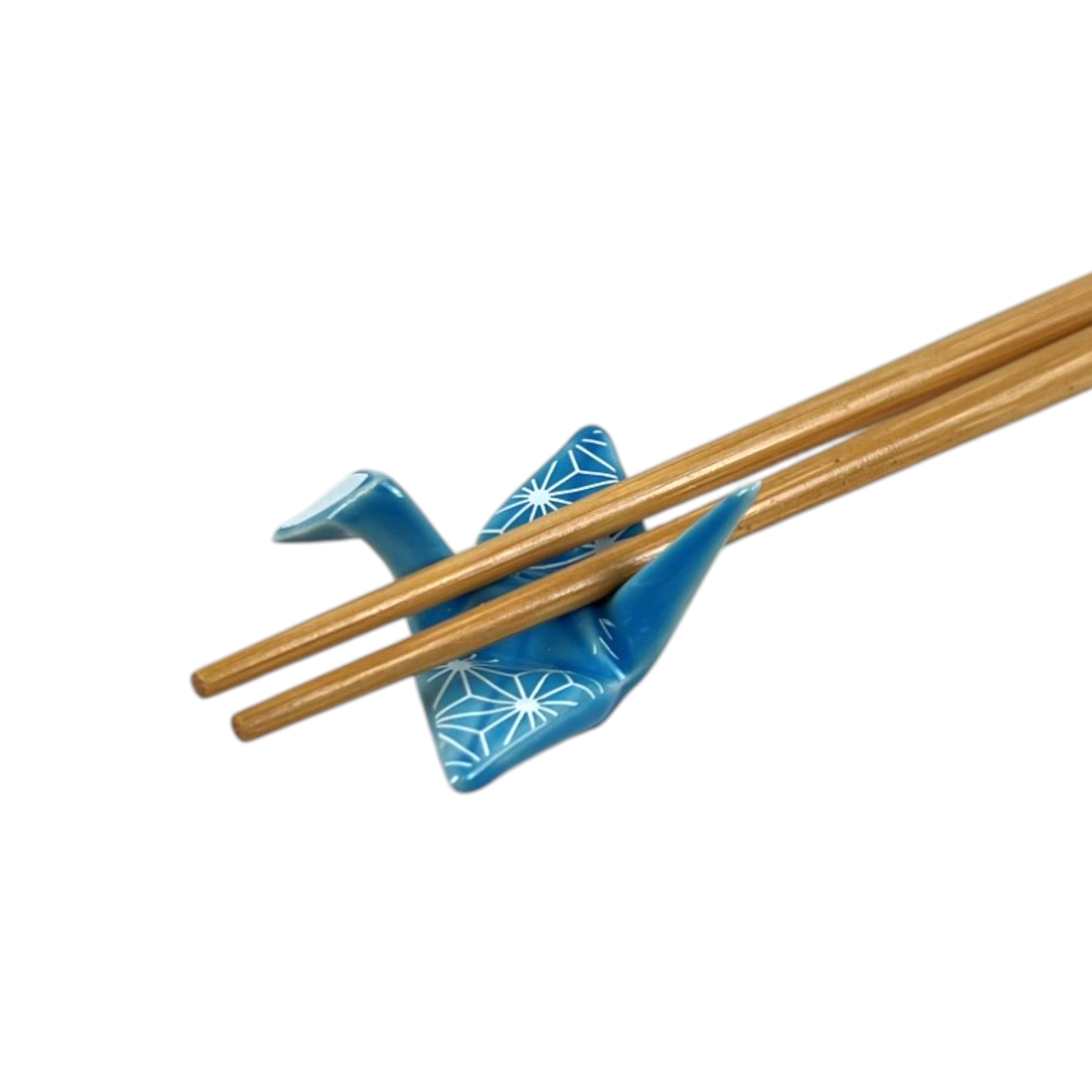 Urban Tokyo - Origami Crane Porcelain Chopsticks Rest 2"L Asanoha Blue (12/288)