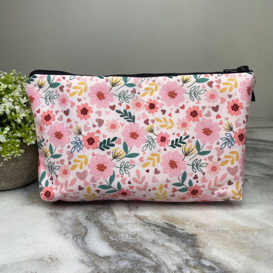 Hive Supply - Pouch - Floral Pink Yellow Green on White