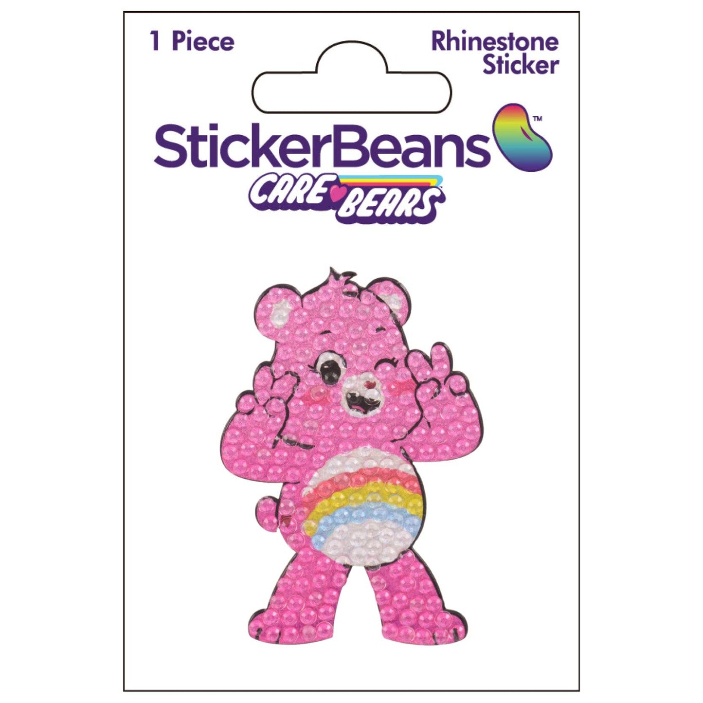 Cheer Bear Care Bears Rhinestone Sticker 2" Cut to Shape
