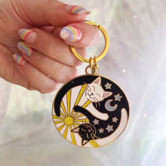 Wildflower + Co. - Yin Yang Cats Enamel Keychain - Stocking Stuffer