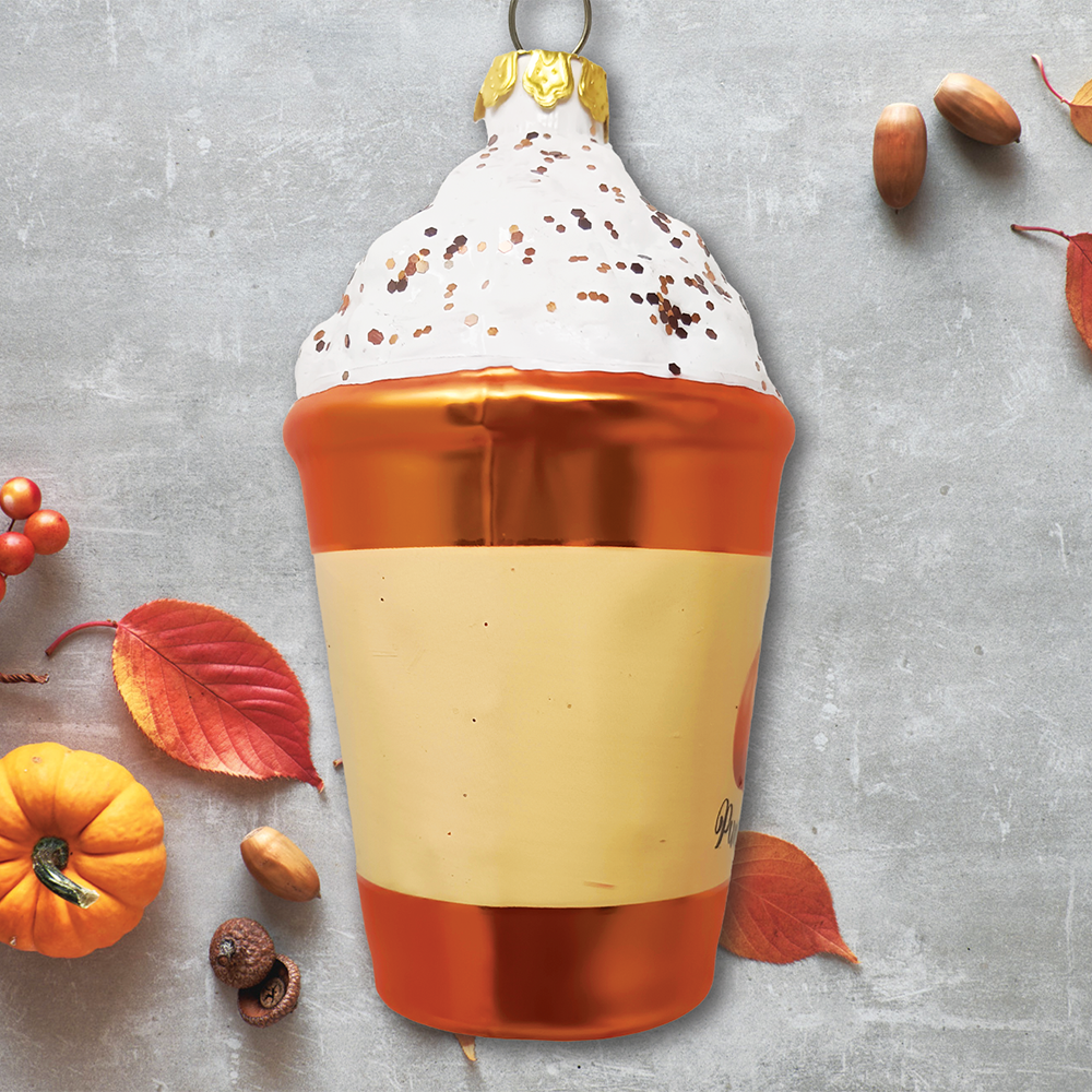 Fall Inspired Pumpkin Spice Latte Glass Christmas Ornament