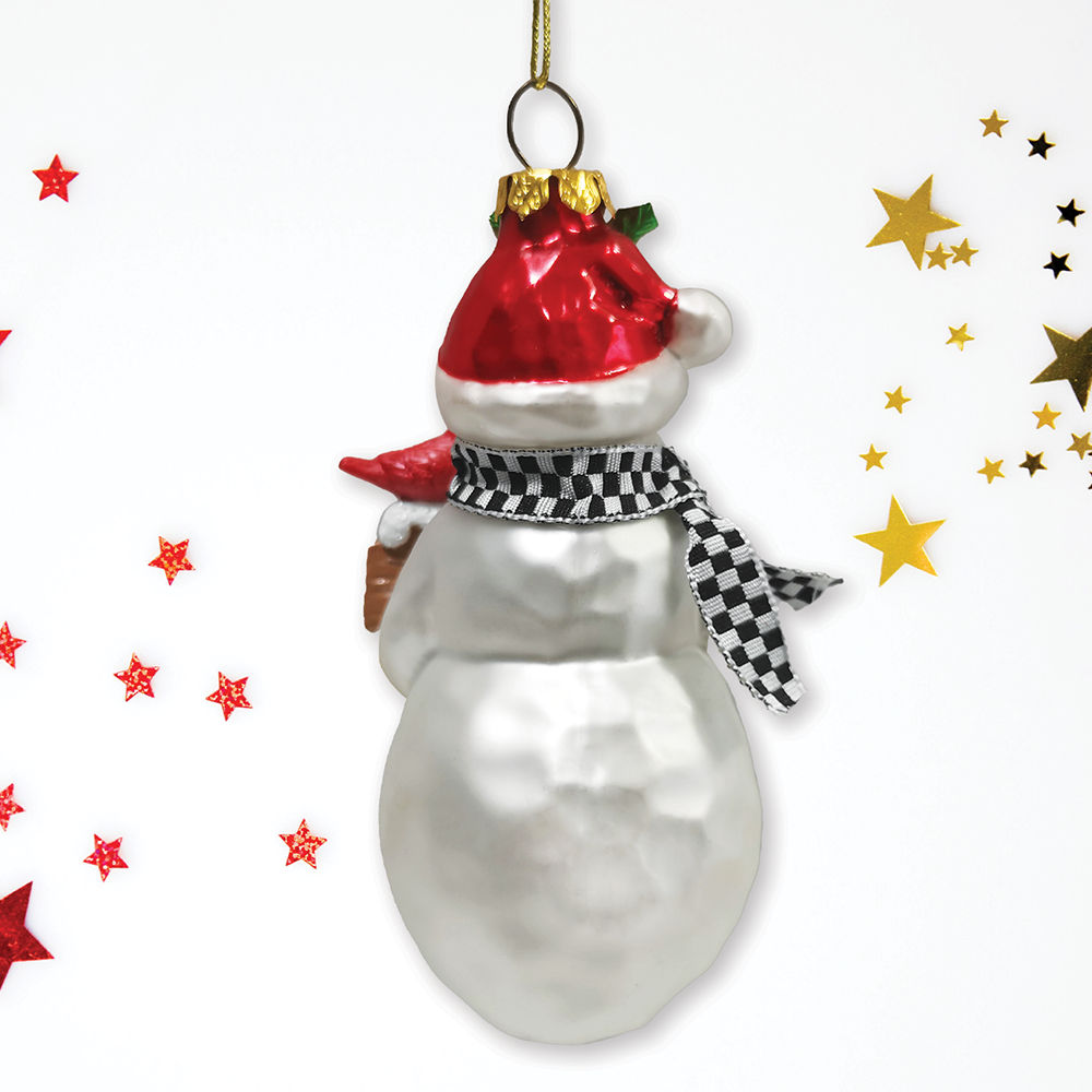 Frosty Neighborhood Snowman Glass Christmas Ornament