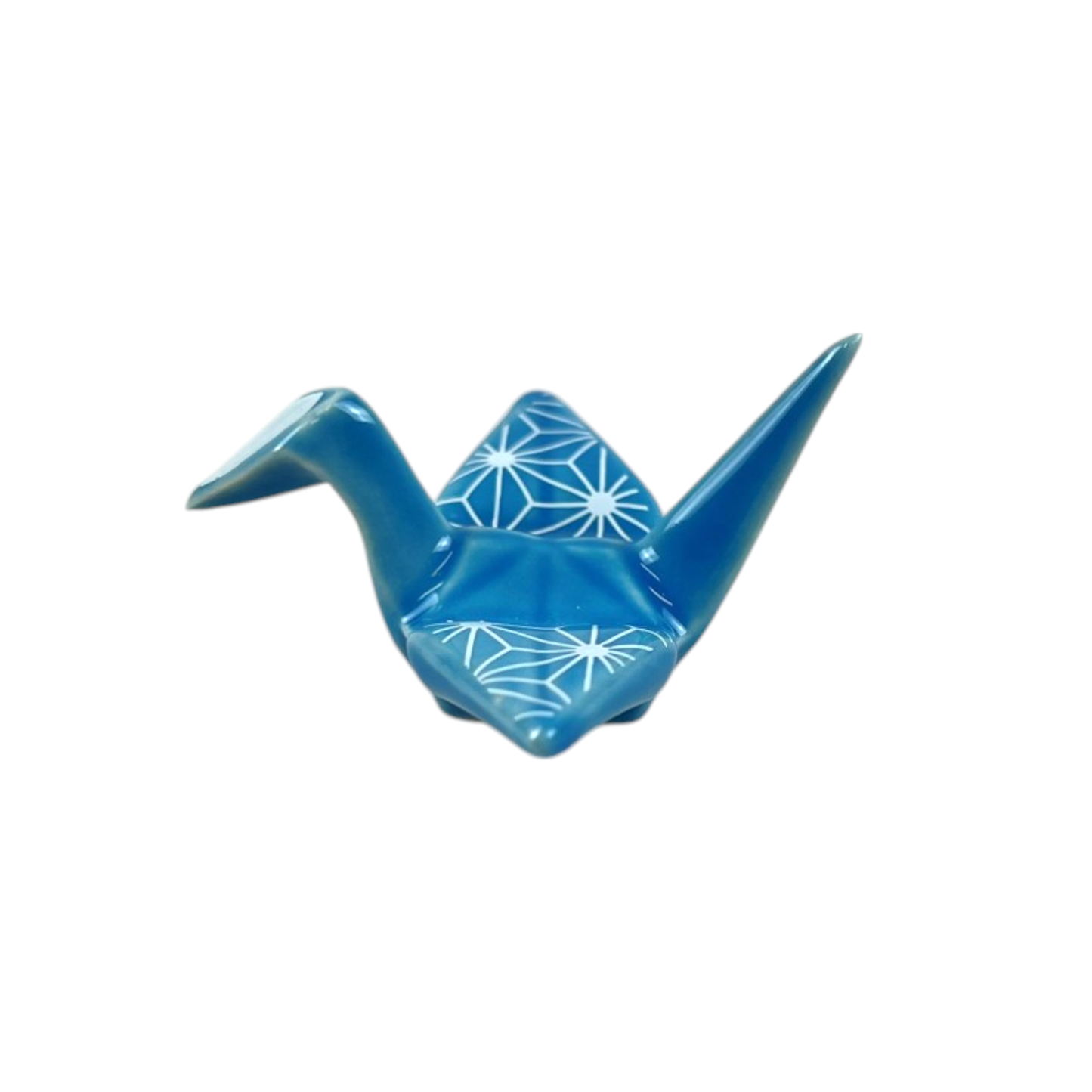 Urban Tokyo - Origami Crane Porcelain Chopsticks Rest 2"L Asanoha Blue (12/288)