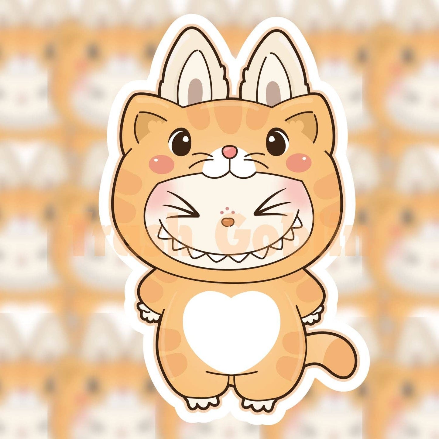 Trash Goblin - Orange Cat Labubu Vinyl Sticker