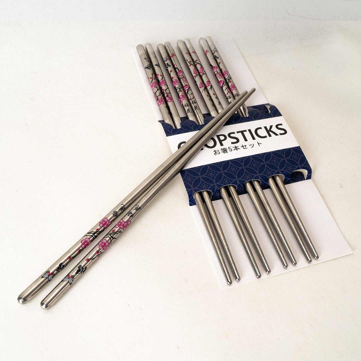 Urban Tokyo - 5 Piece Cherry Blossoms Chopsticks Set Stainless Steel (10/200)
