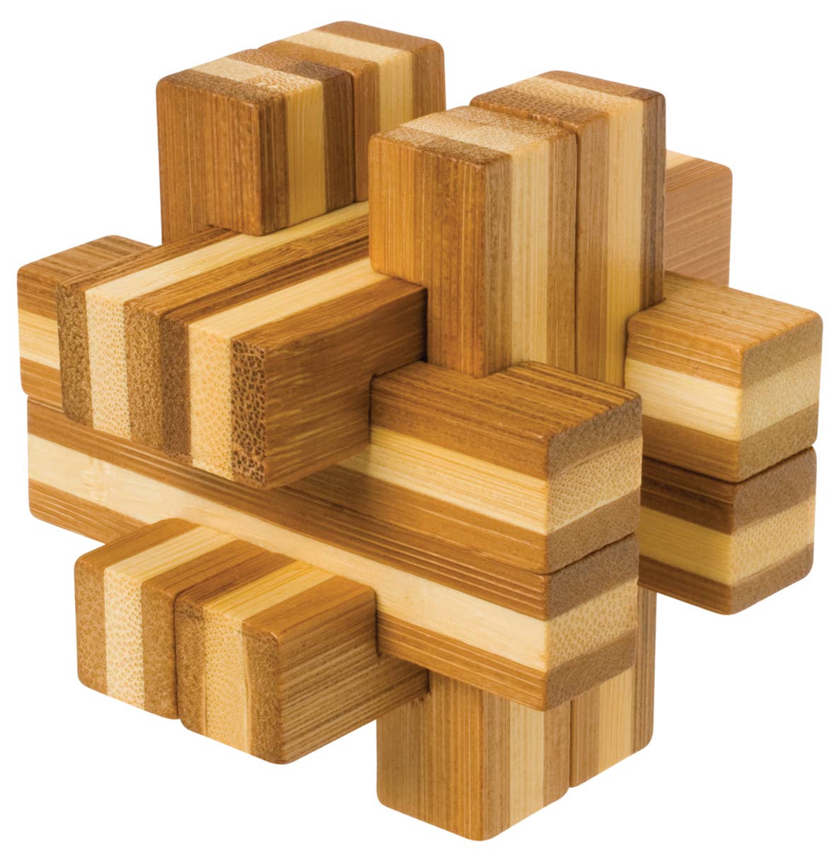 Toysmith - Bamboozlers, 3D Bamboo Puzzles, 3", Assorted
