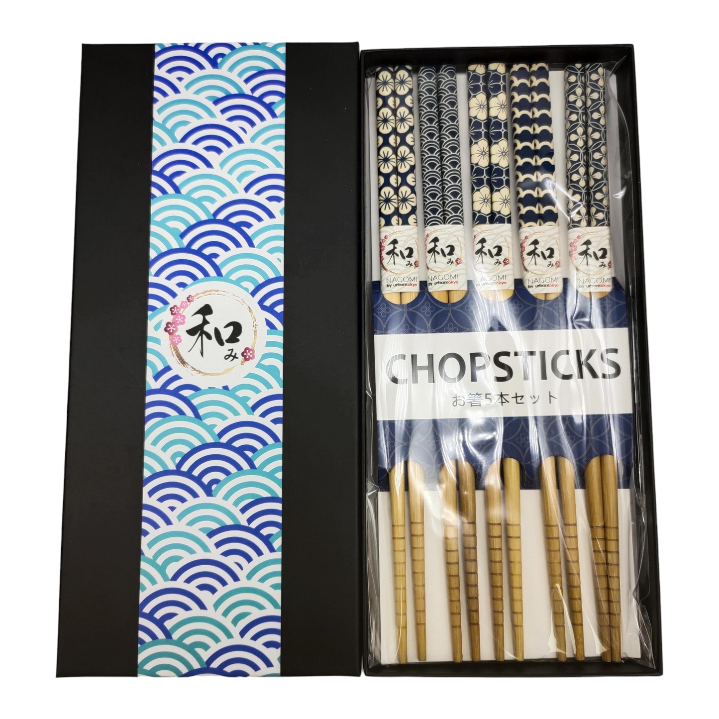 Urban Tokyo - 5 Piece Chopsticks Set Wave With Gift Box
