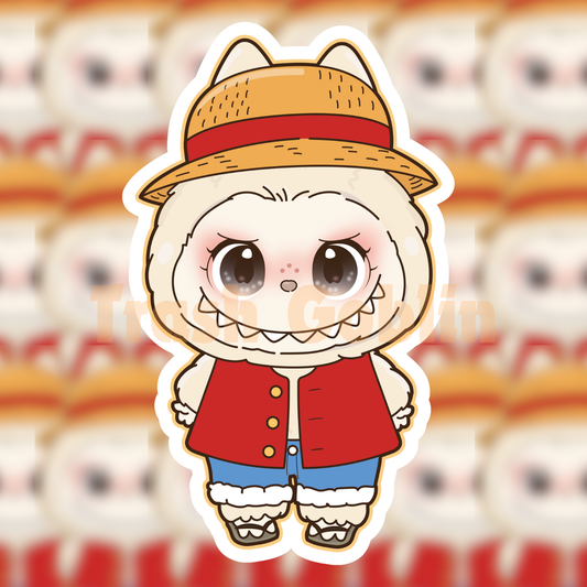 Trash Goblin - Monkey D. Luffy Labubu Vinyl Sticker
