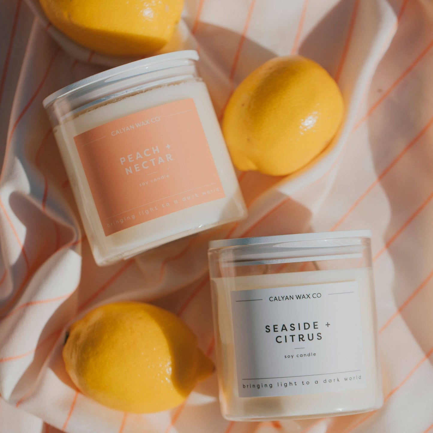 Calyan Wax Co. - Peach + Nectar - Clear Glass Tumbler Soy Candle