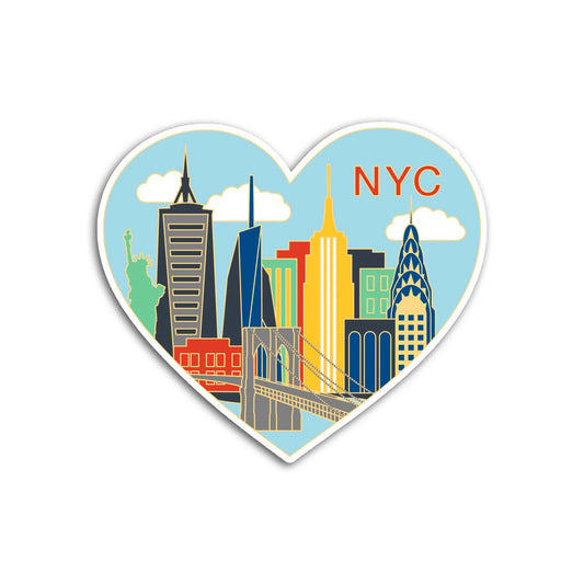 New York City Skyline Heart NYC Die Cut Sticker