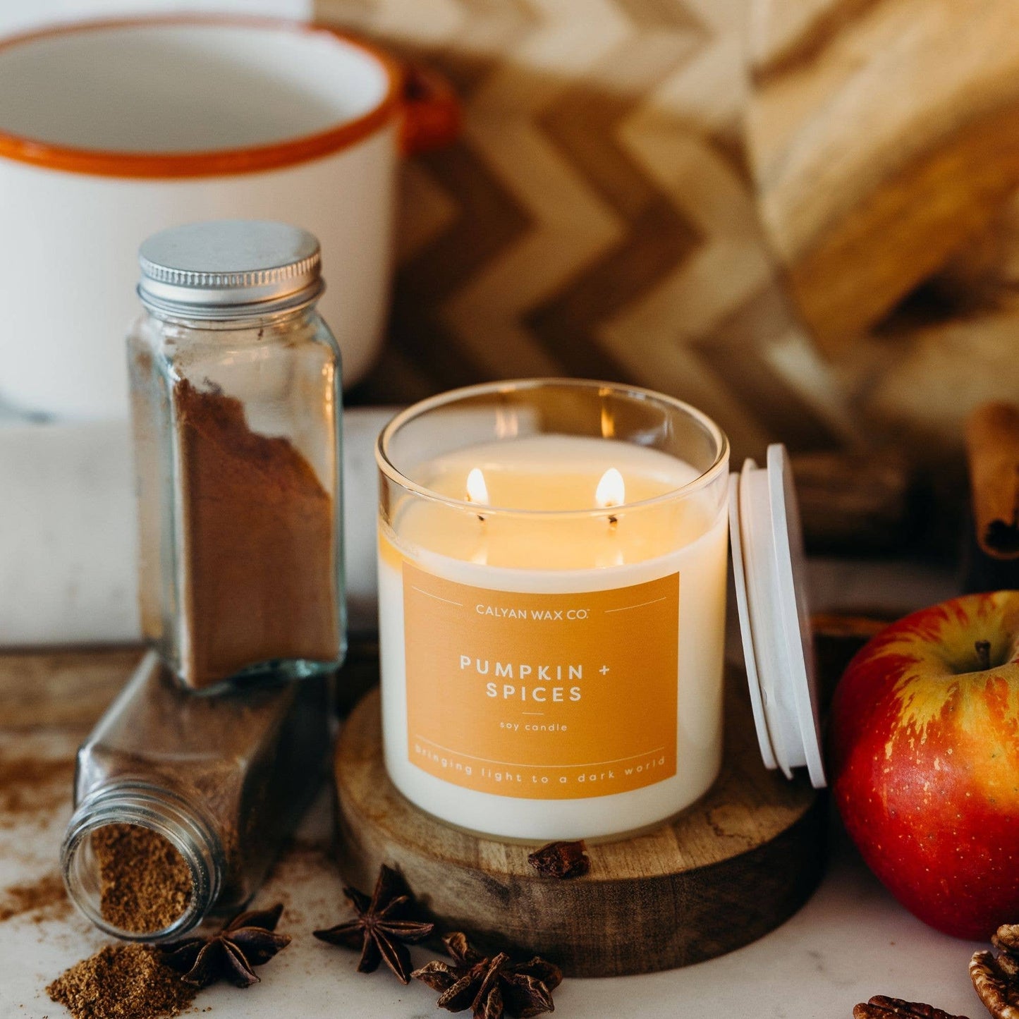 Pumpkin + Spices - Clear Glass Tumbler Soy Candle