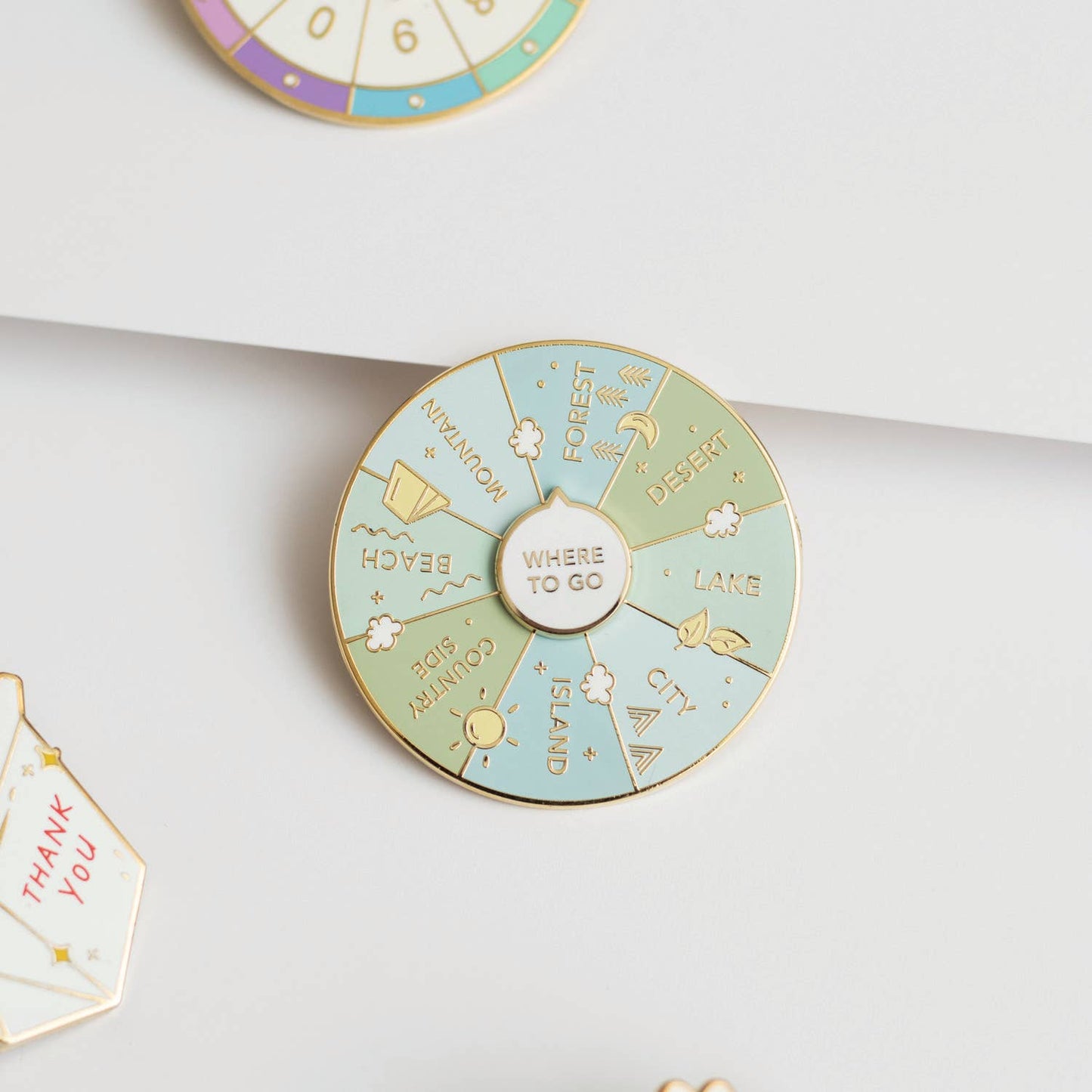 Occasionalish - Where To Go Spinning Enamel Pin, Interactive Pin