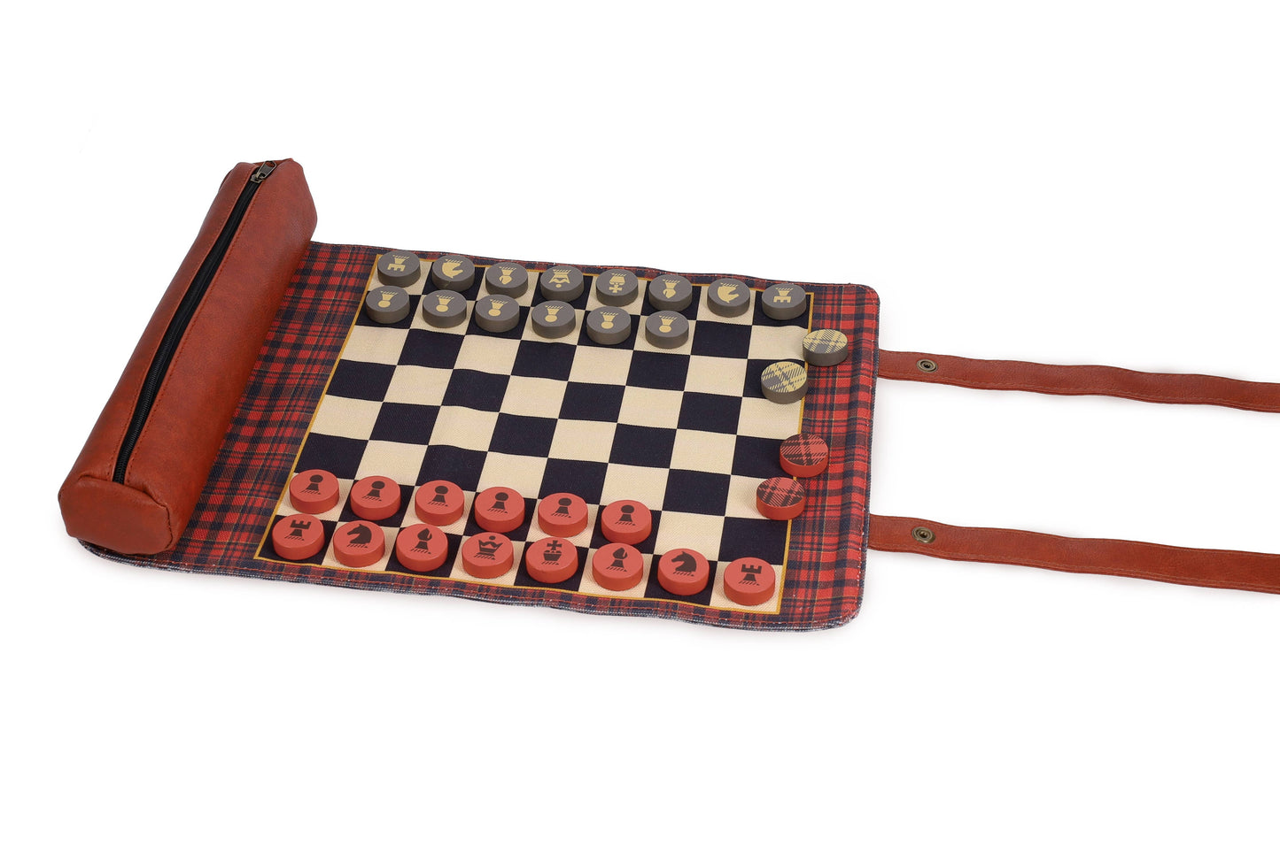 Chronicle Books - Pendleton Red Black Check Pattern Chess & Checkers