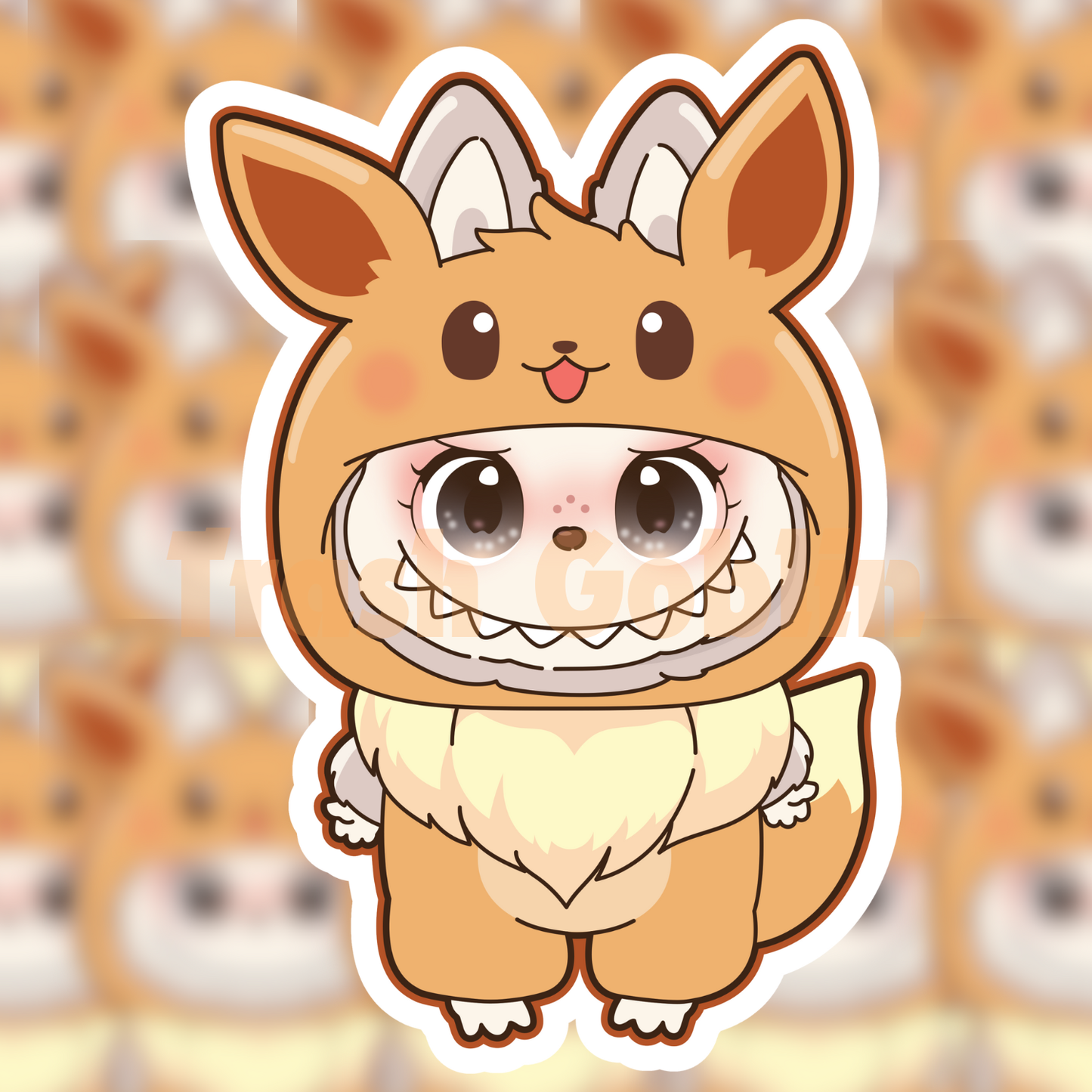 Trash Goblin - Eevee Labubu Vinyl Sticker