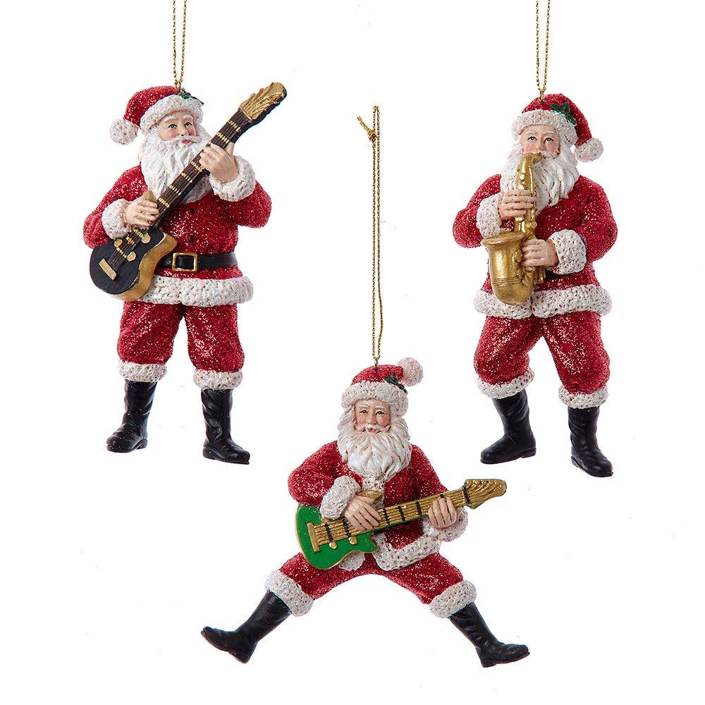 Santa W/ Guitars & Saxophone Ornament