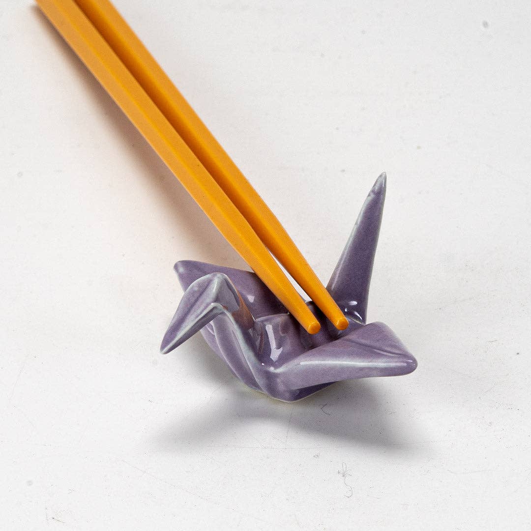 Urban Tokyo - Origami Crane Porcelain Chopsticks Rest 2"L Purple (12/288)