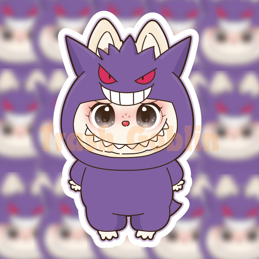 Trash Goblin - Gengar Labubu Vinyl Sticker