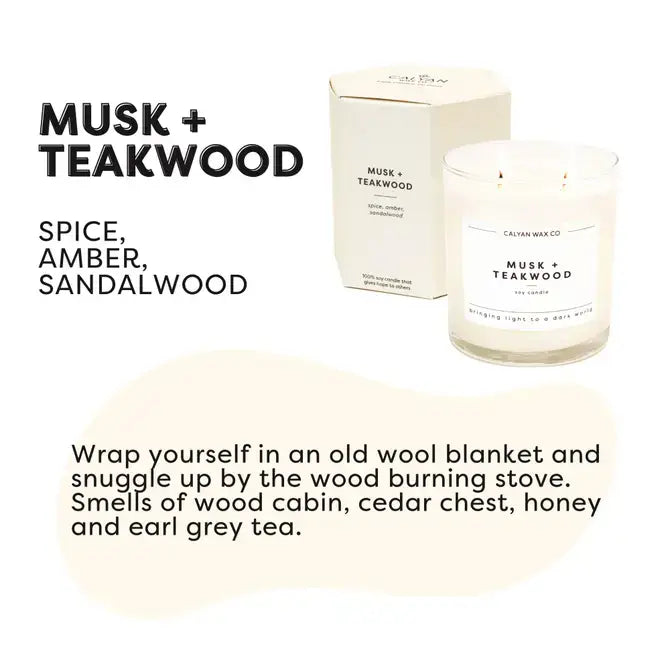 Calyan Wax Co. - Musk + Teakwood - Glass Tumbler Soy Candle