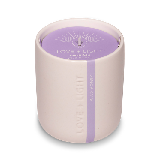 GoodLight Natural Candles - Love + Light Engraved Ceramic | 7 oz. Scented Candle