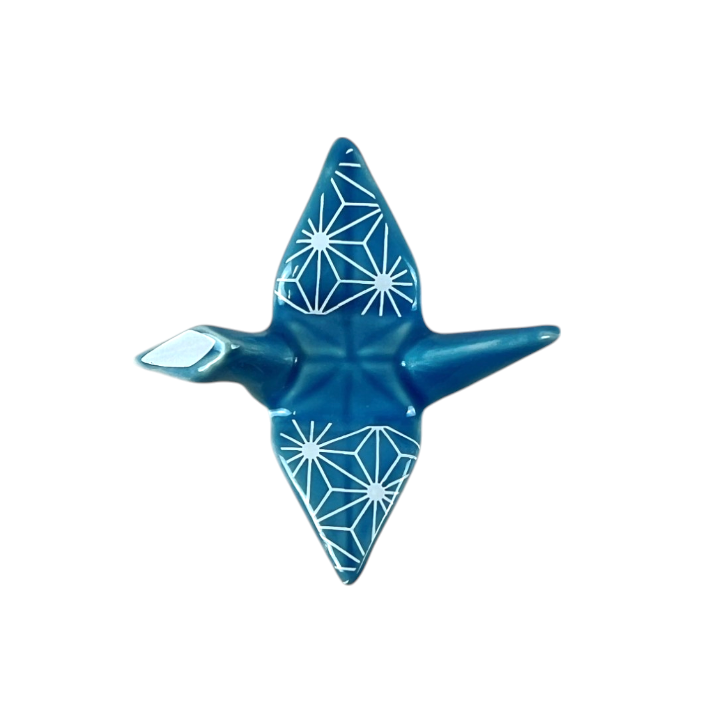 Urban Tokyo - Origami Crane Porcelain Chopsticks Rest 2"L Asanoha Blue (12/288)