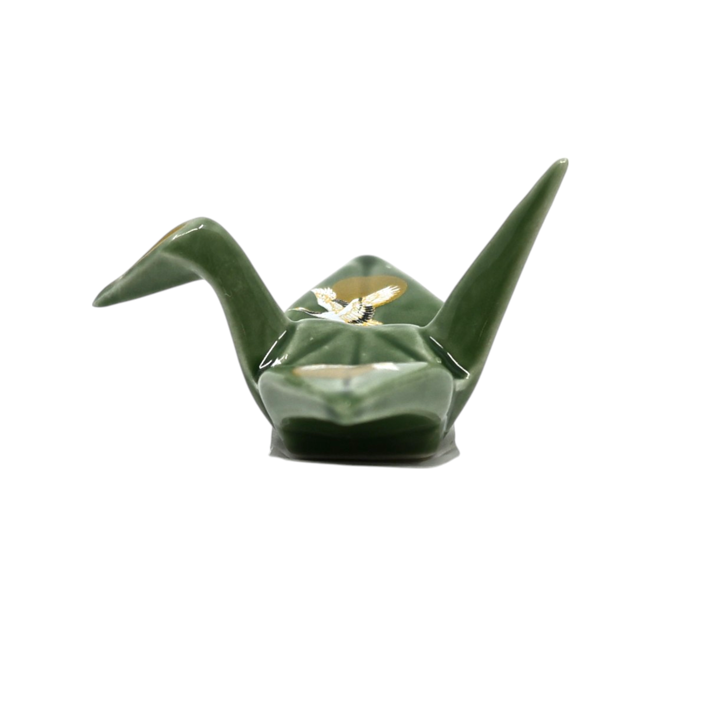 Origami Crane Porcelain Chopsticks Rest 2"L Moon Crane Green (12/288)
