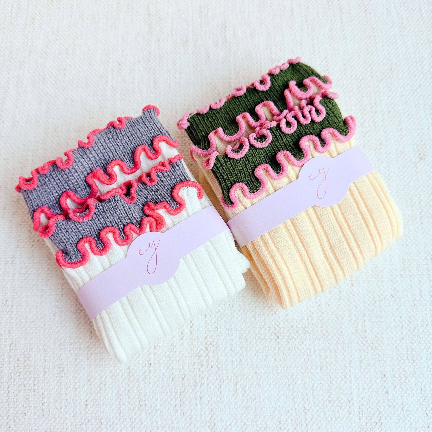 Ellison+Young - Rippled Ruffle Socks Set Of 2