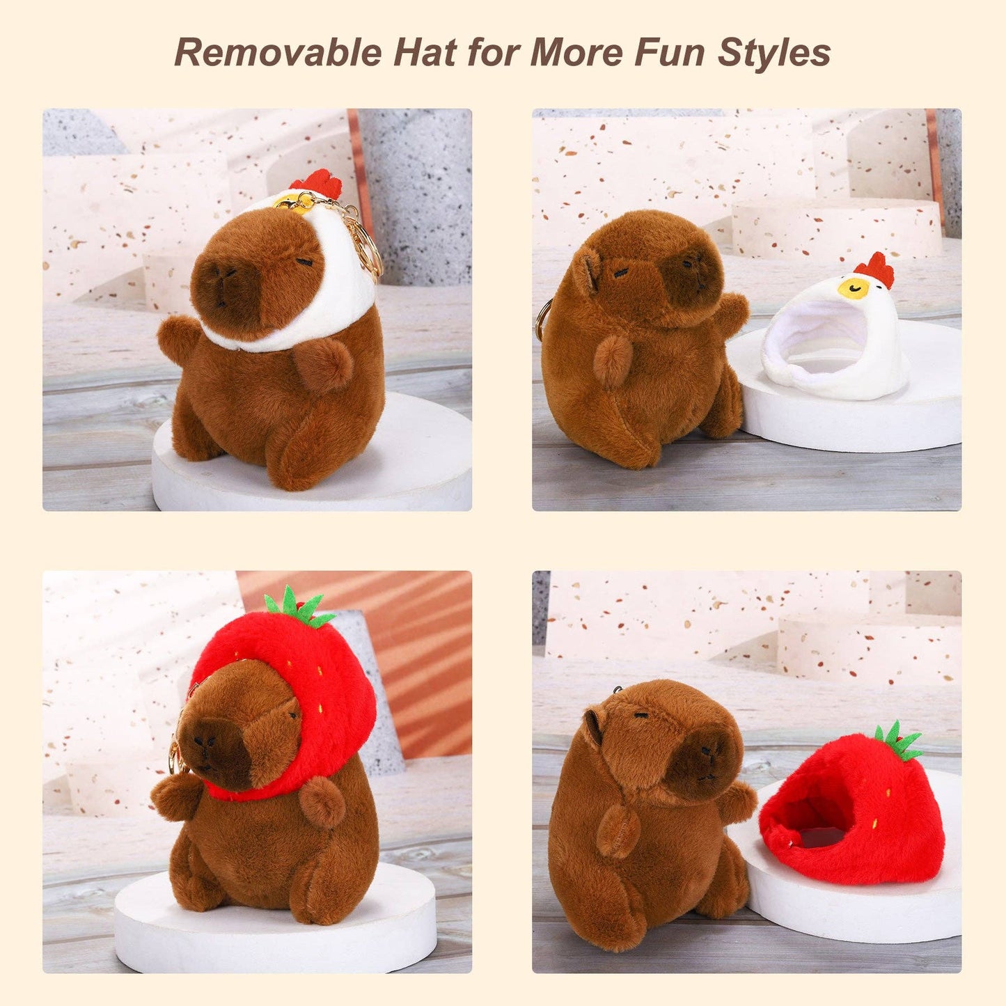 CapyFun - Capybara Dragon Hat Plush Keychain