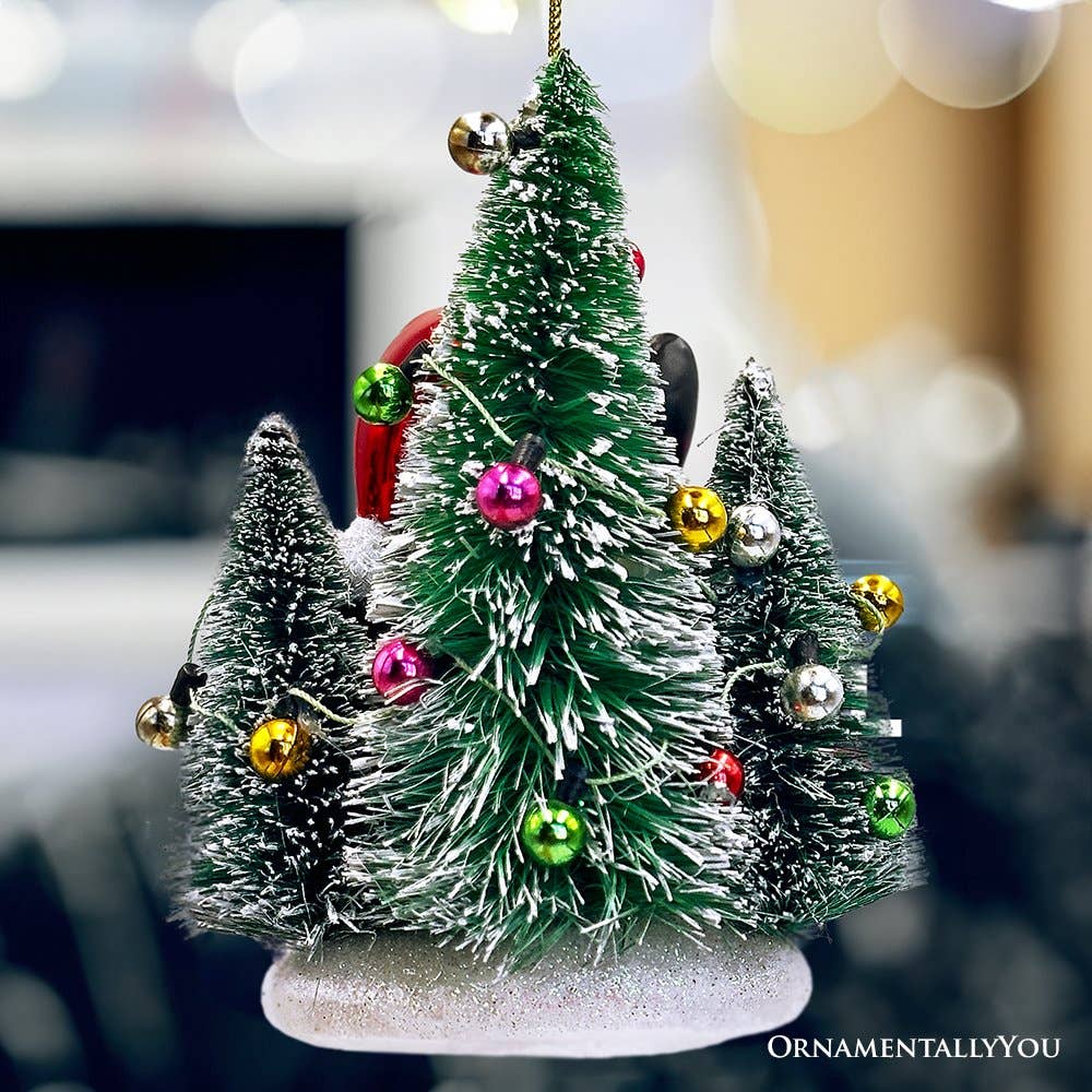 Christmas Tree Killer Funny Black Cat Glass Ornament