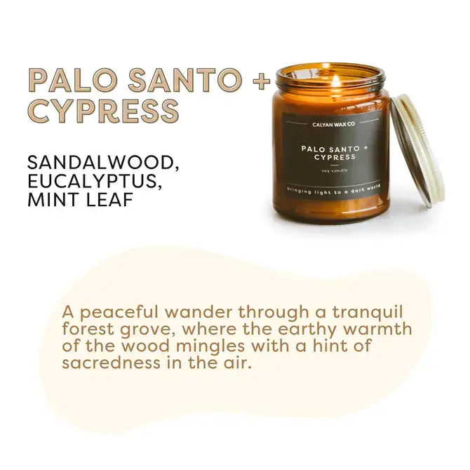 Palo Santo + Cypress - Amber Jar Soy Candle