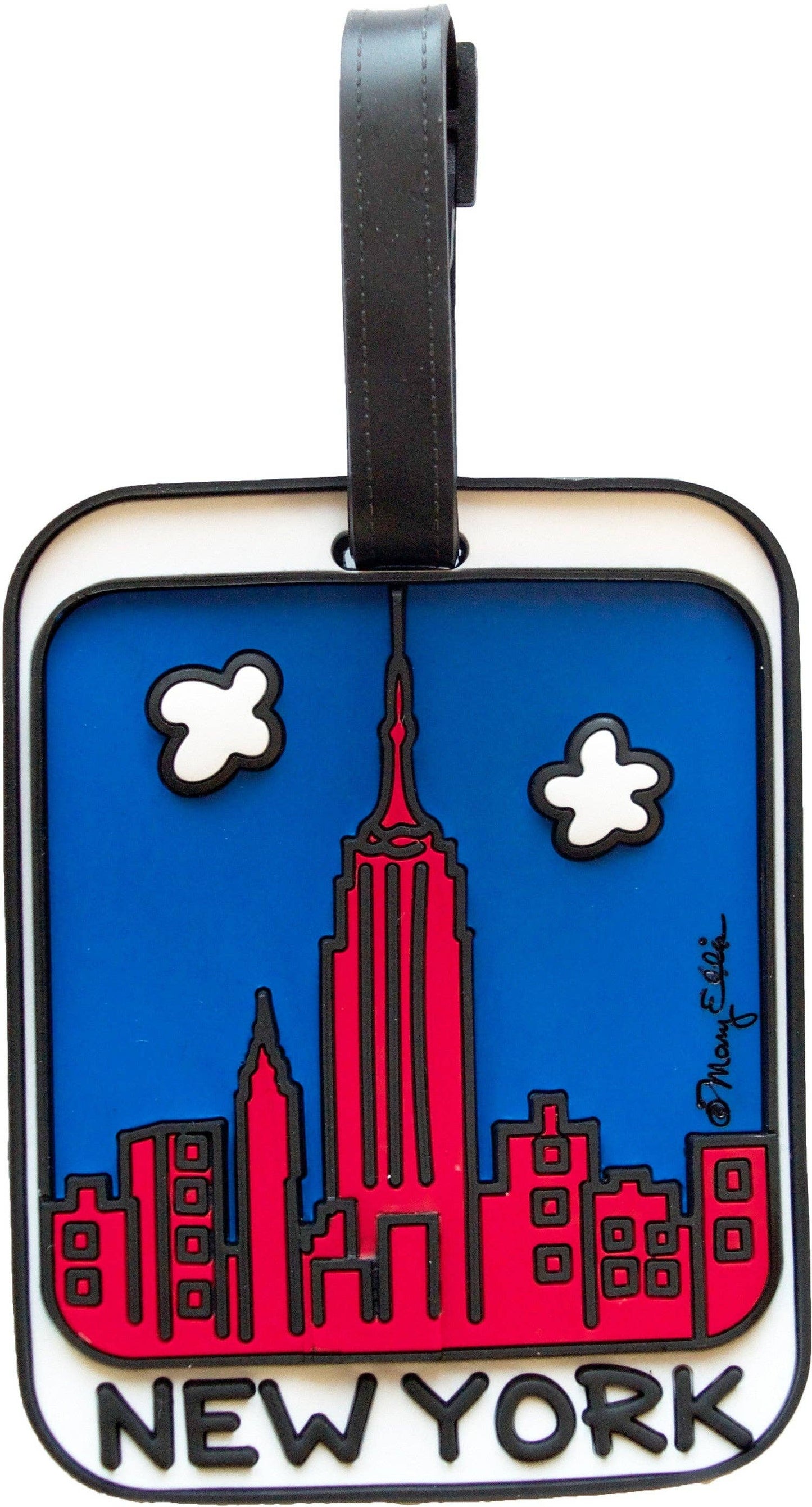 Mary Ellis - New York 3-D Red Skyline Luggage Tag | New York Souvenir Tag