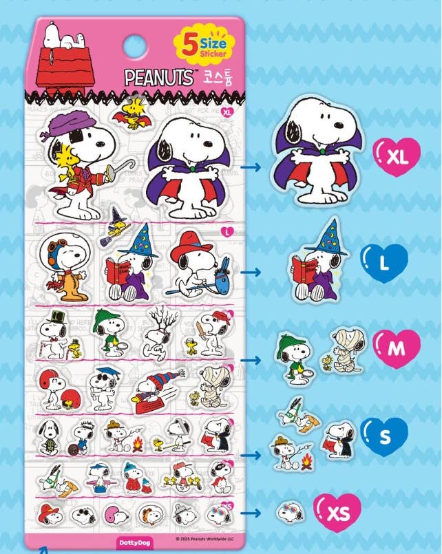 Peanuts Snoopy 5 Sizes Jelly Coating Stickers