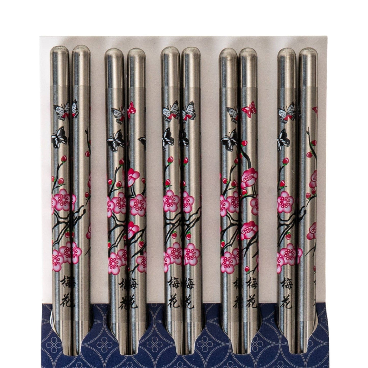 Urban Tokyo - 5 Piece Cherry Blossoms Chopsticks Set Stainless Steel (10/200)