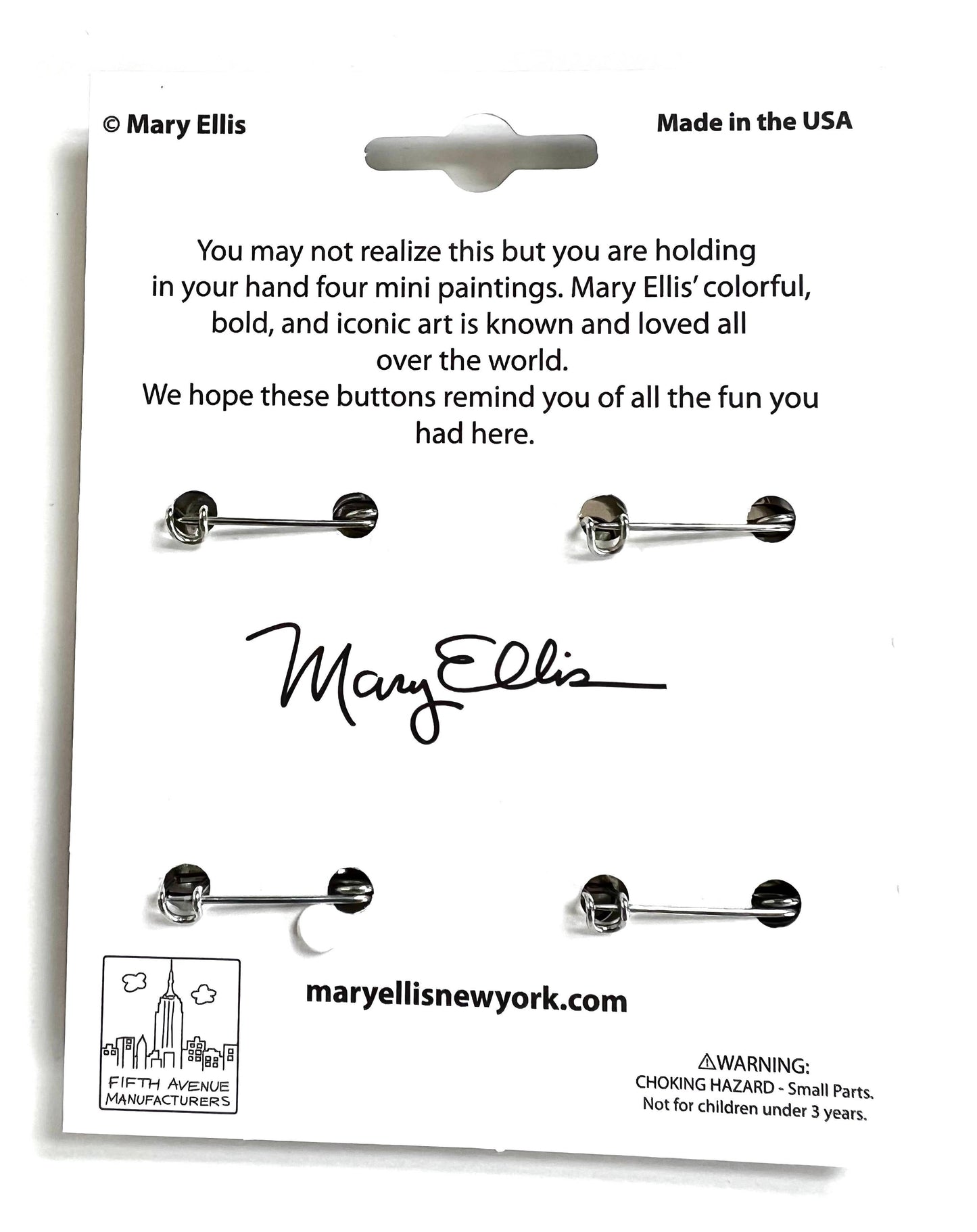 Mary Ellis - New York Button Set | Collectible New York Souvenir Gift