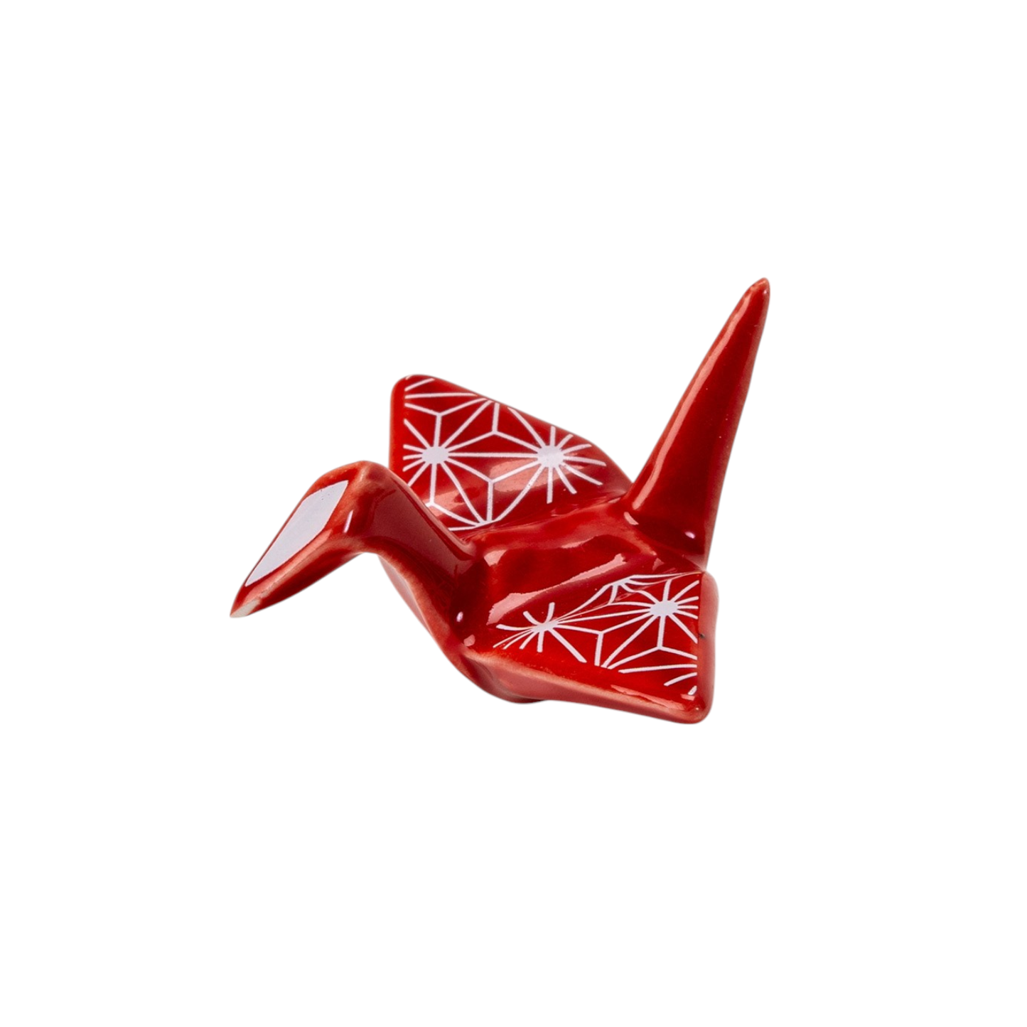 Urban Tokyo - Origami Crane Porcelain Chopsticks Rest 2"L Asanoha Red (12/288)