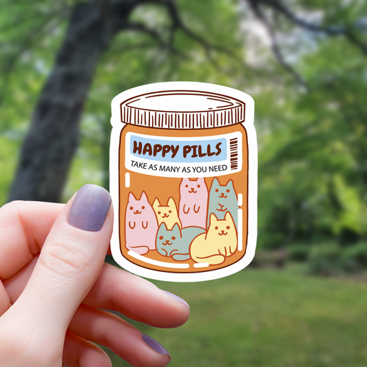 Mimic Gaming Co - Happy Pill Cat Bottle Sticker - 3"