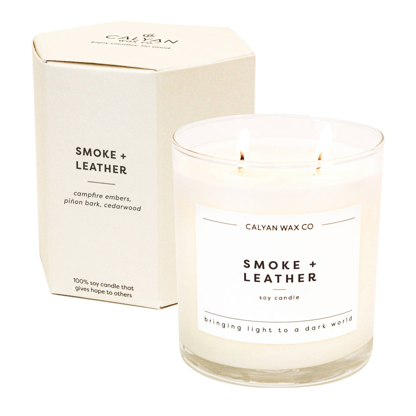 Calyan Wax Co. - Smoke + Leather - Glass Tumbler Soy Candle