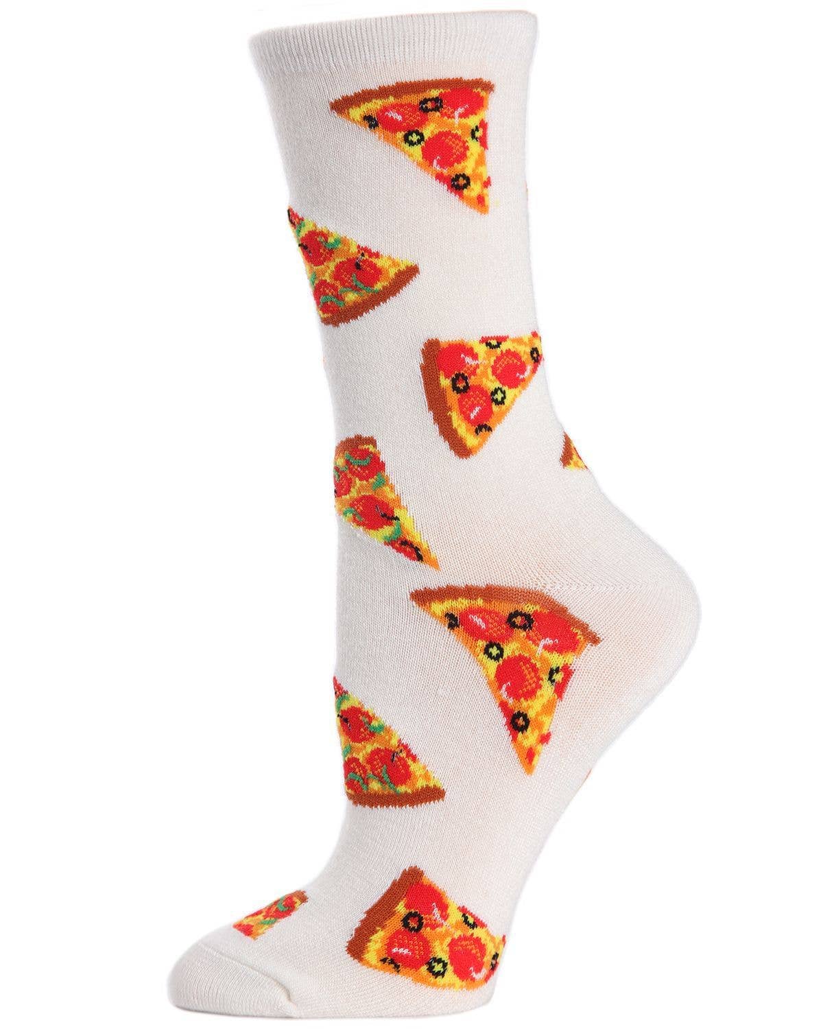 MeMoi Pizza Slice Bamboo Blend Crew Socks