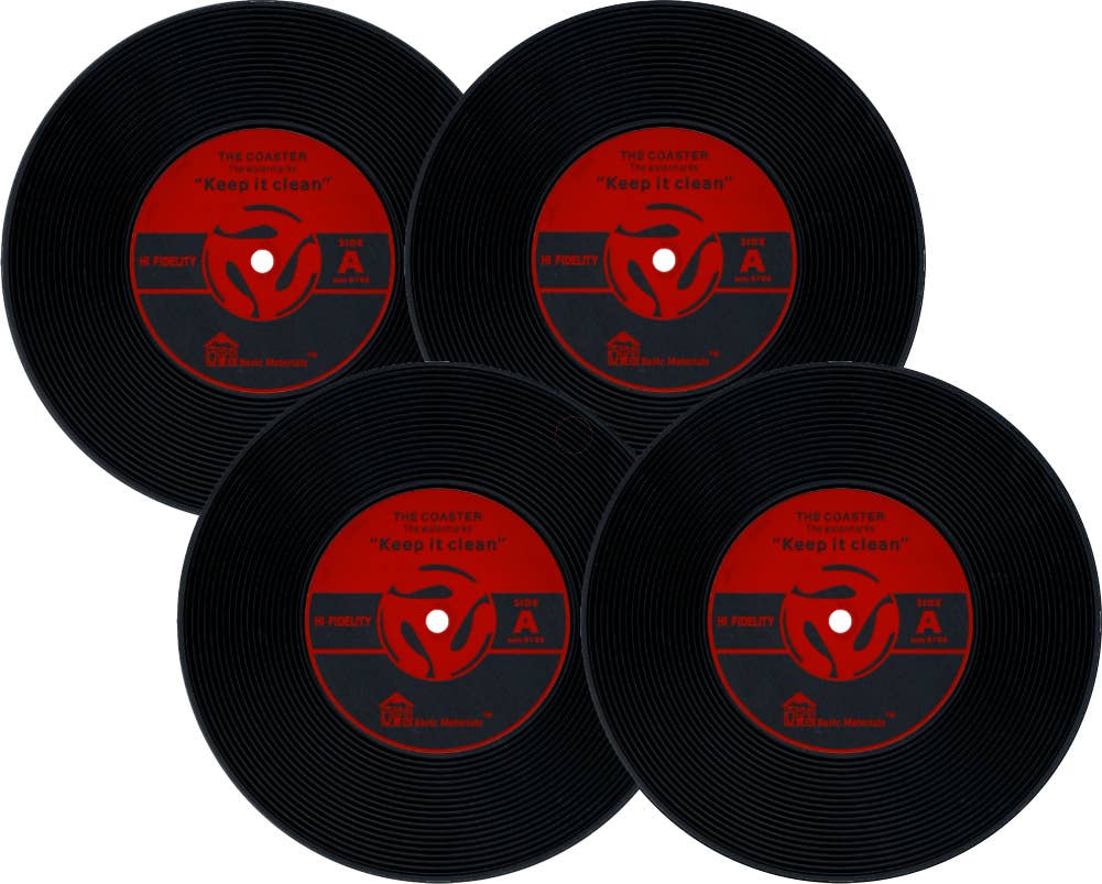 Square Deal Recordings & Supplies - Coaster - Vinyl Record Shaped No Slip Silicone - Pack Of 4