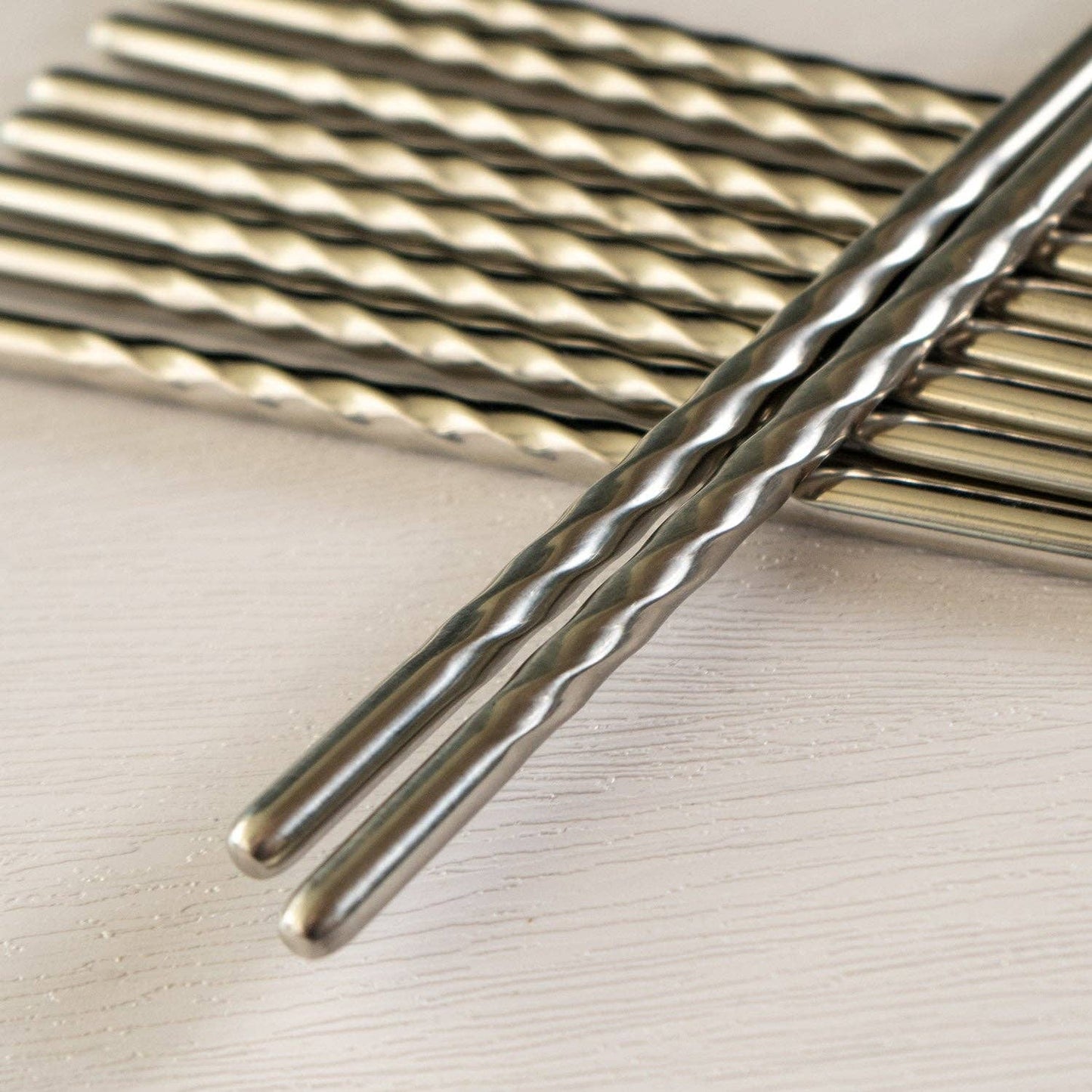 Urban Tokyo - 5 Piece Twisted Swirl Chopsticks Set Stainless Steel (10/200)