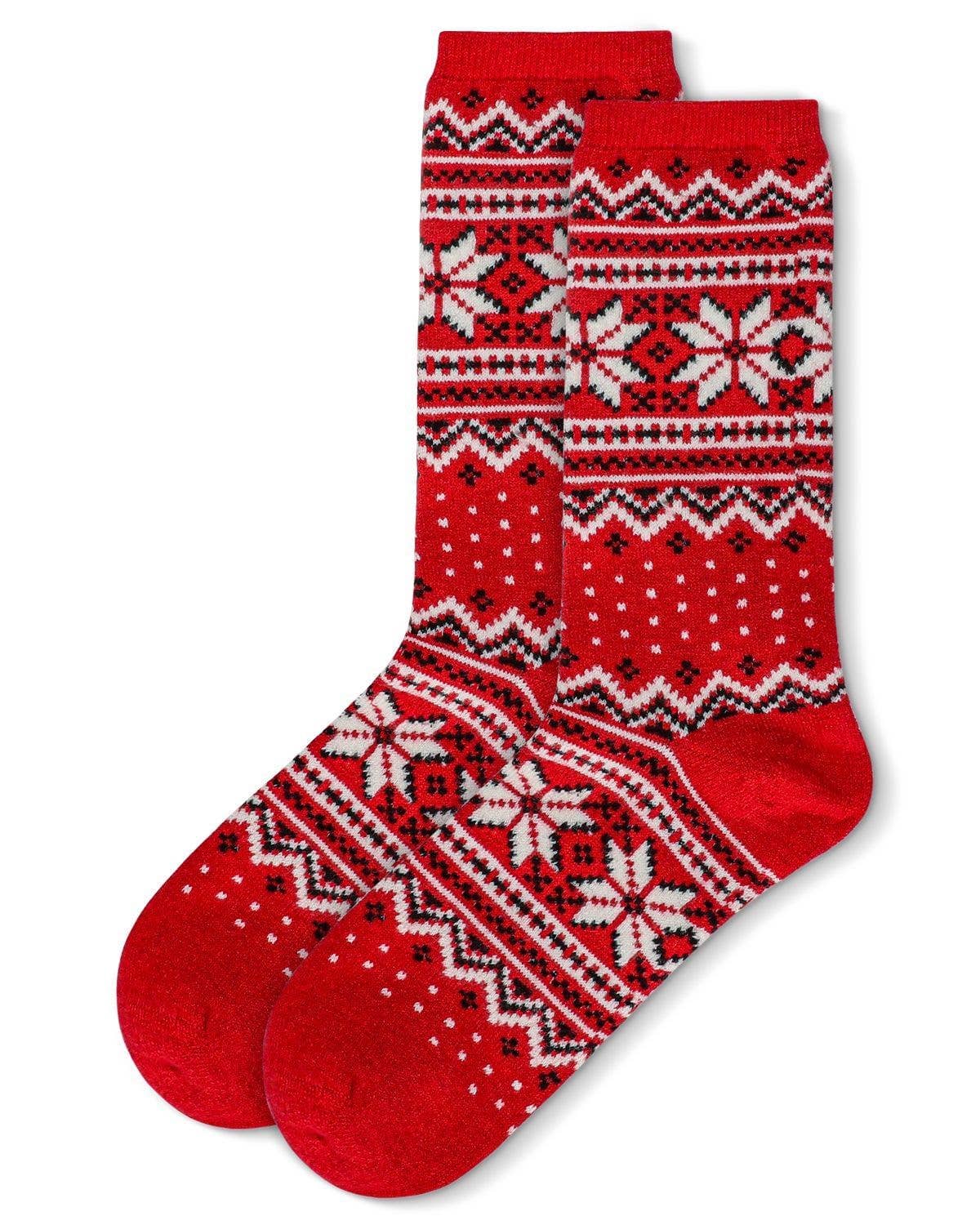 Women's Fair Isle Frost Wintry Cashmere Blend Crew Sock