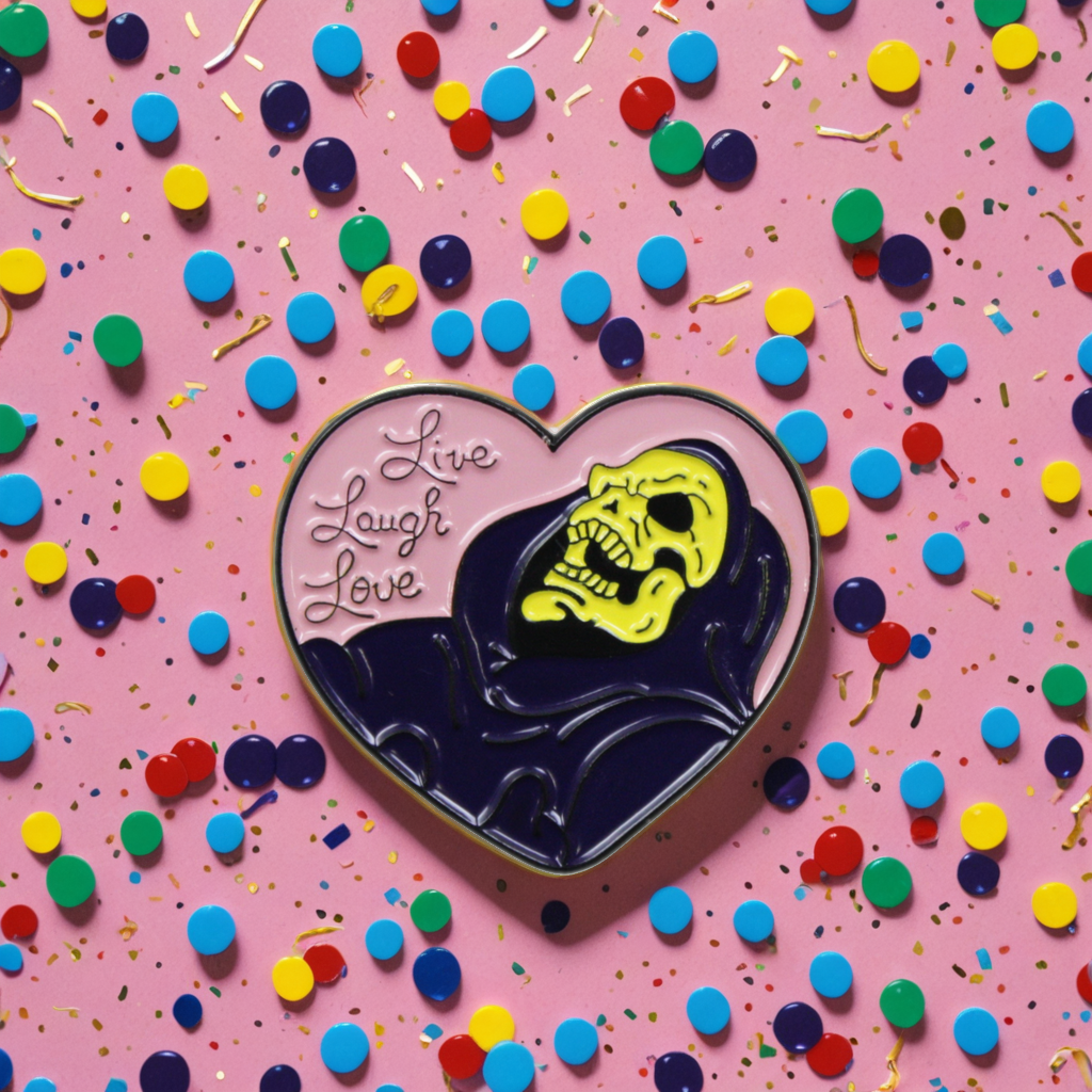 Square Deal Recordings & Supplies - Enamel Pin - "Live Laugh Love" - Skeleton In Purple Robe