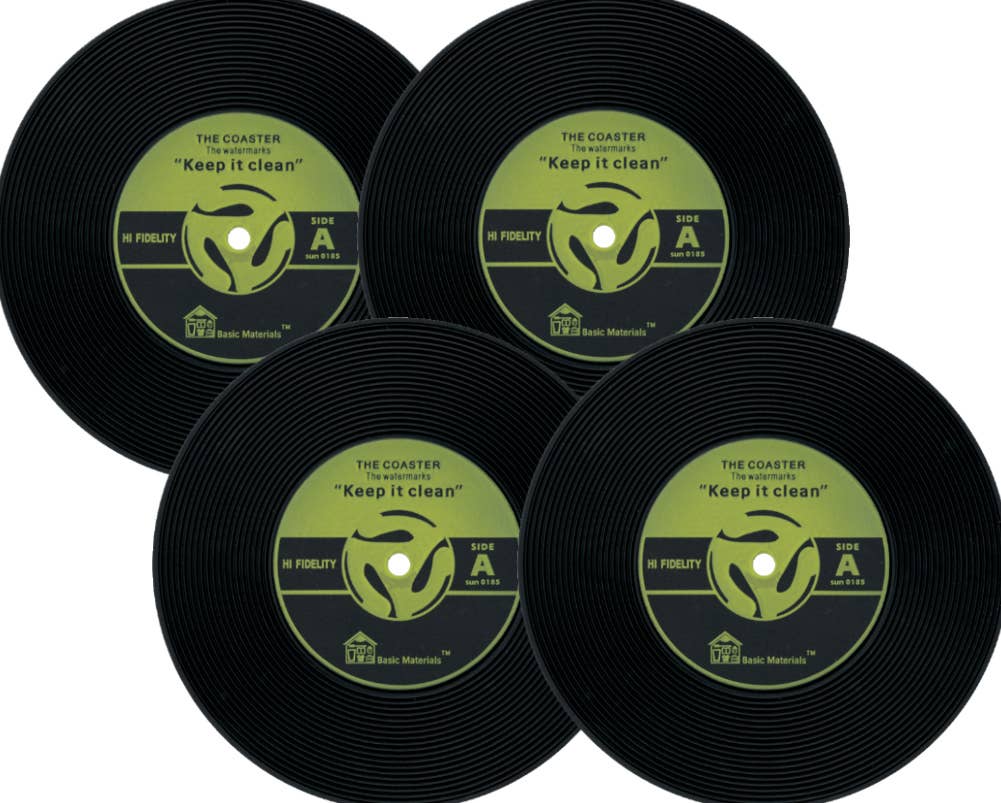 Square Deal Recordings & Supplies - Coaster - Vinyl Record Shaped No Slip Silicone - Pack Of 4
