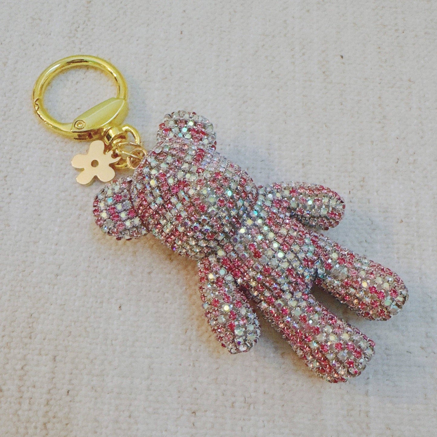 Ellison+Young - Twinkle Teddy Luxe Bag Charm – Pink Crystal Bear