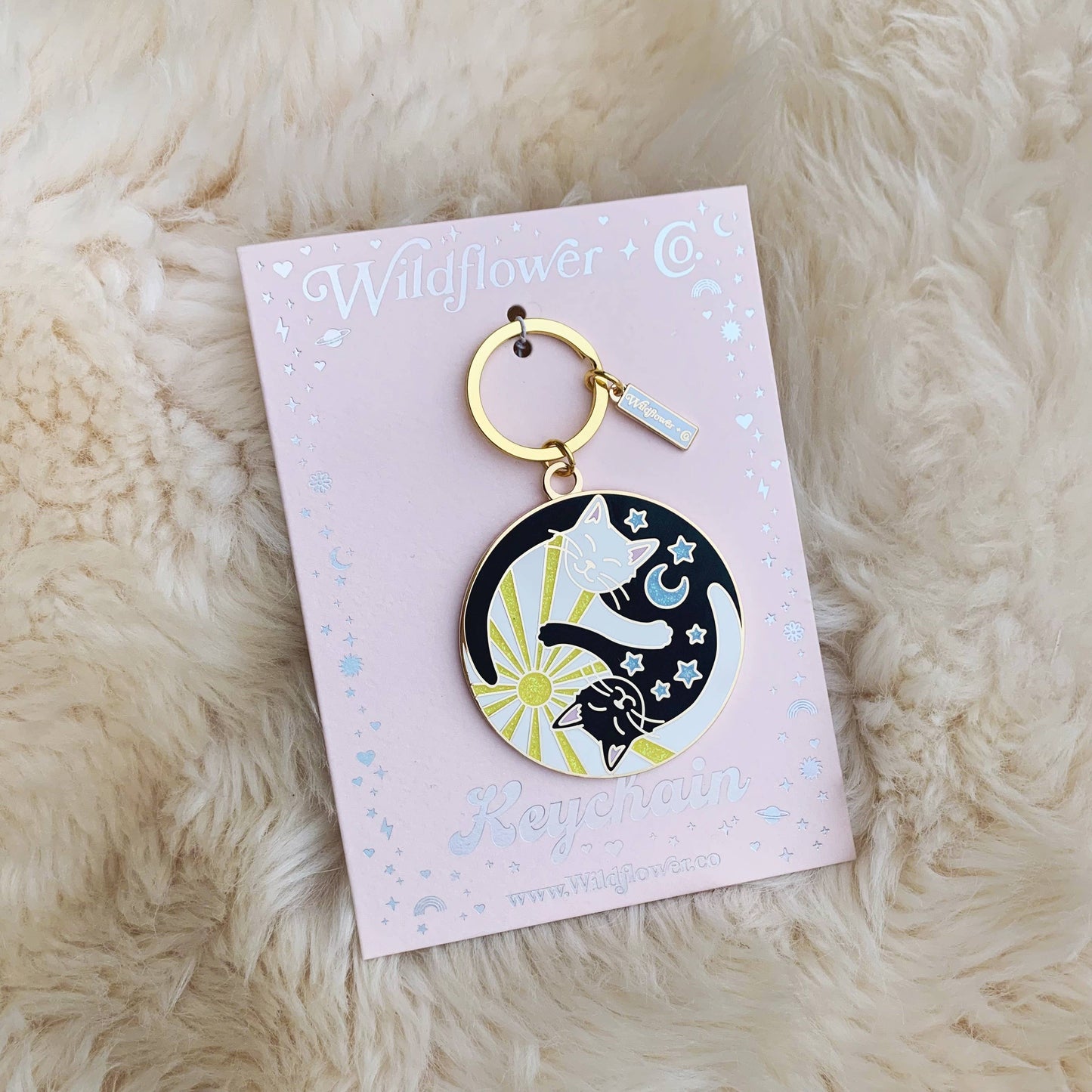 Wildflower + Co. - Yin Yang Cats Enamel Keychain - Stocking Stuffer
