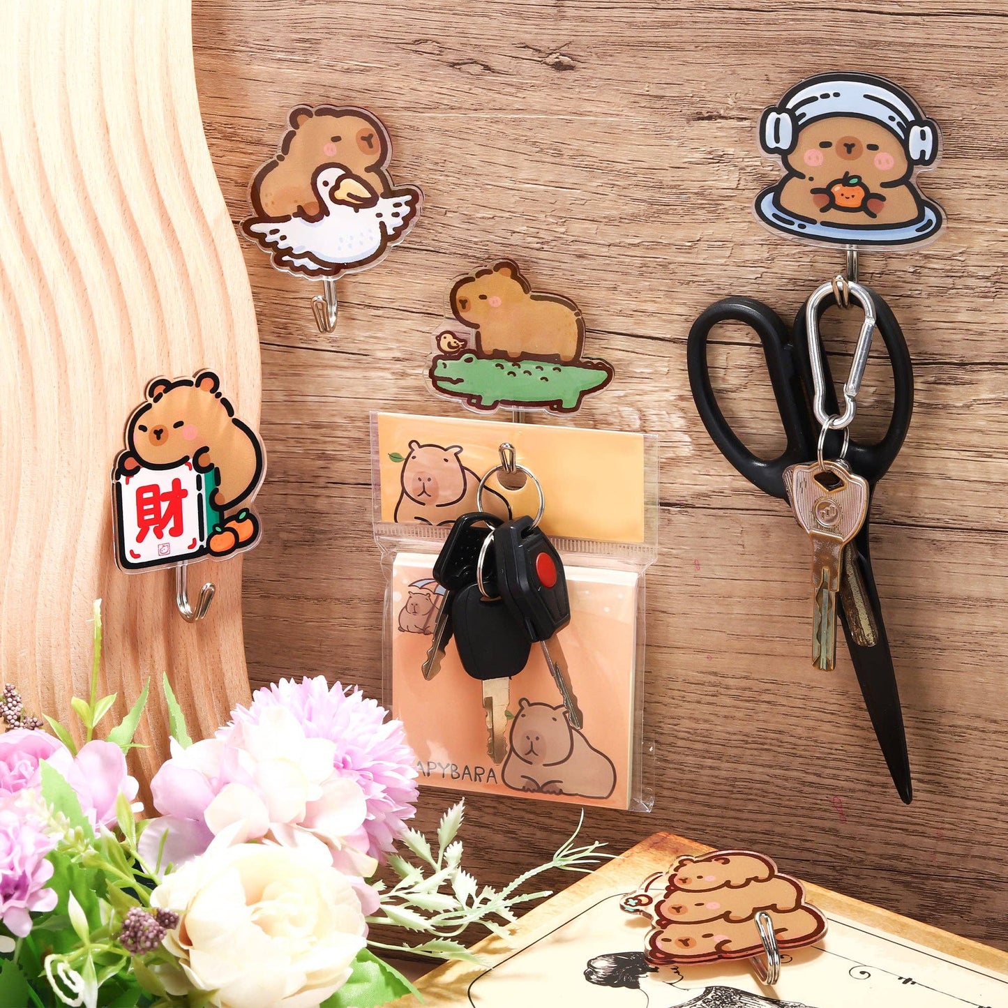 CapyFun -Capybara Cute Adhesive Hooks Decorative Wall Hooks
