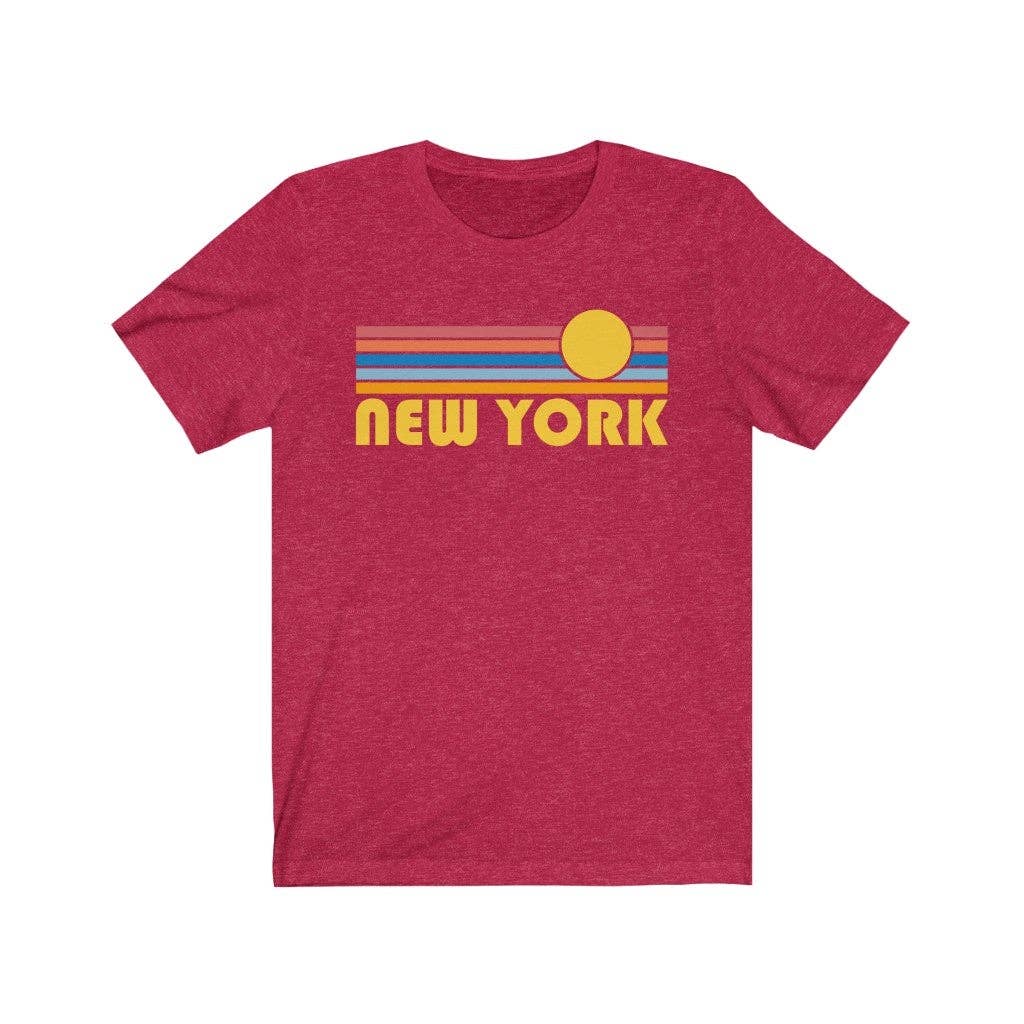 Hey Mountains - New York, New York T-Shirt - Retro Sunrise Adult Unisex New York T Shirt