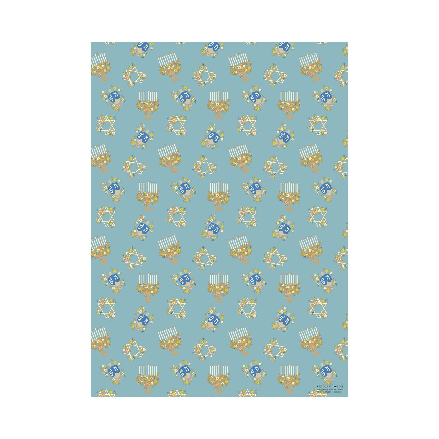 Floral Menorah Hanukkah wrapping paper