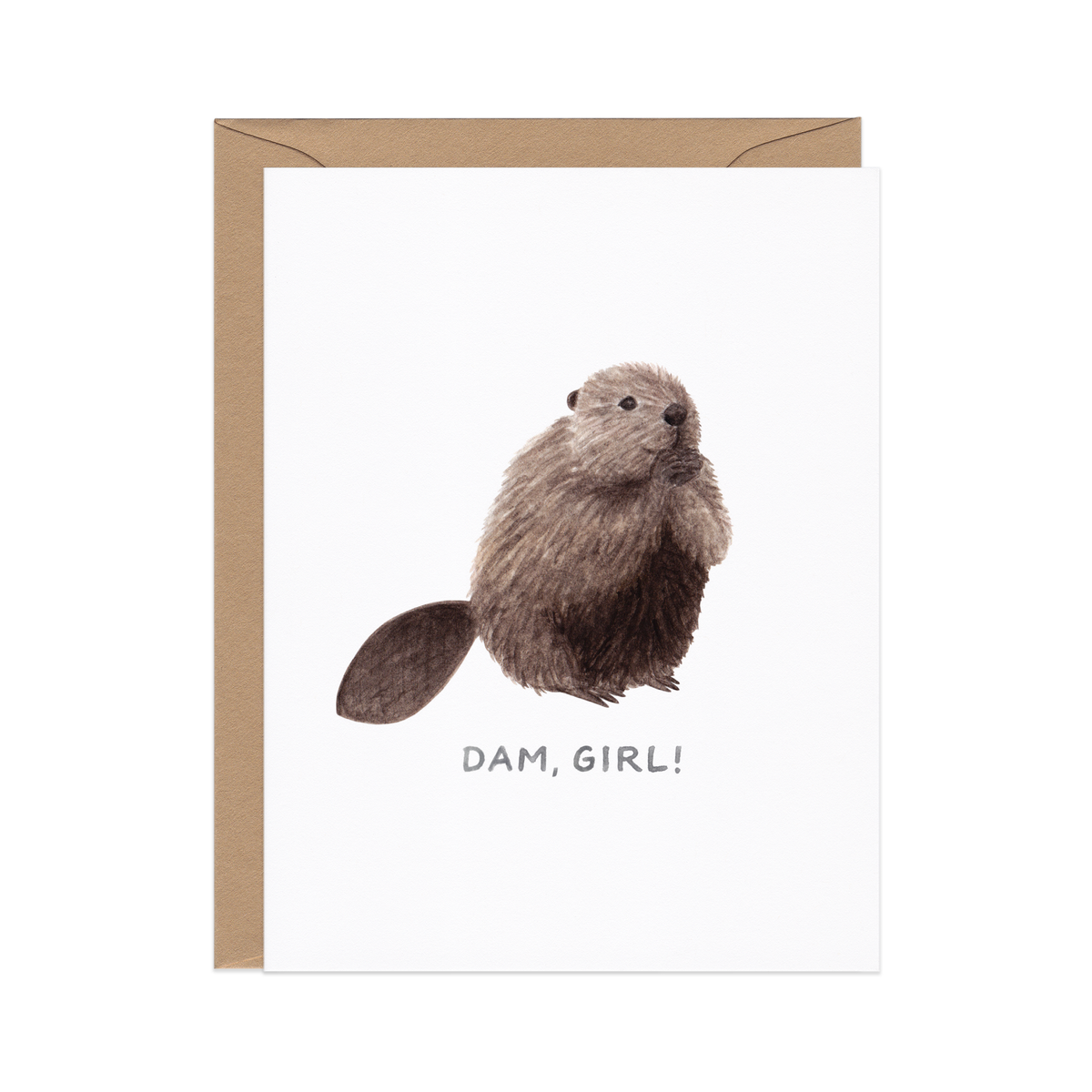 Dam Girl Beaver — Animal Pun Friendship Card