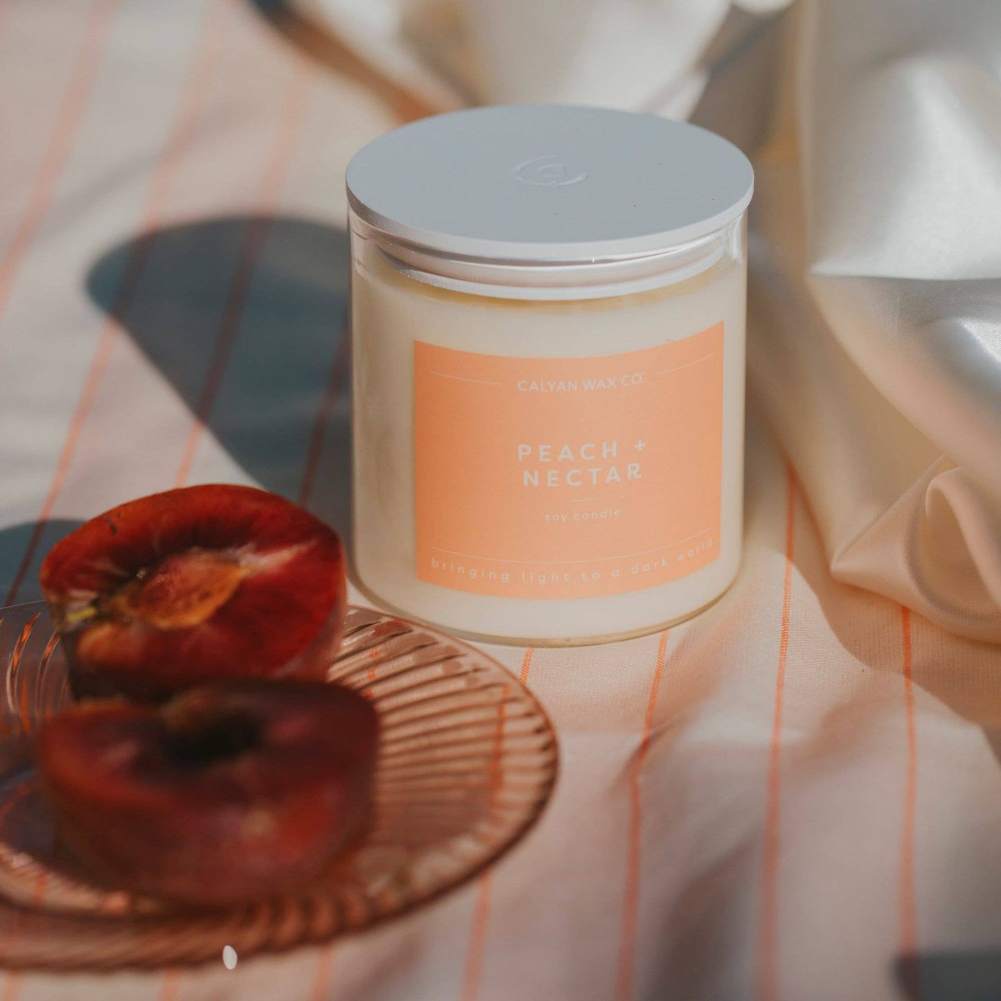 Calyan Wax Co. - Peach + Nectar - Clear Glass Tumbler Soy Candle