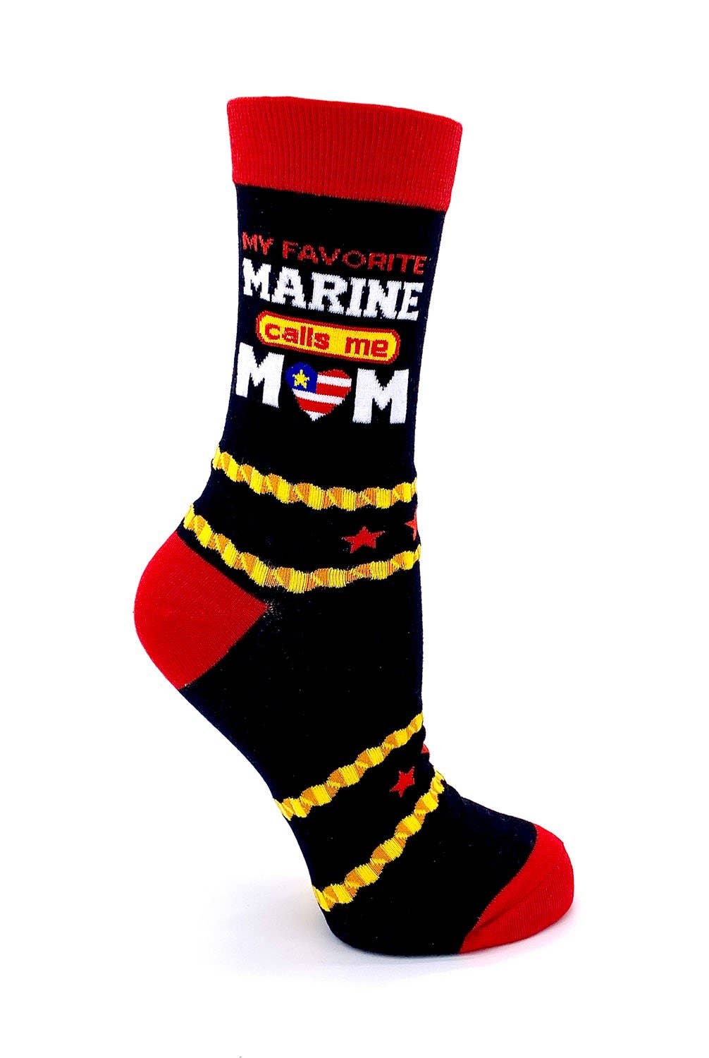 Fabdaz - My Favorite Marine Calls Me Mom Women's Crew Socks